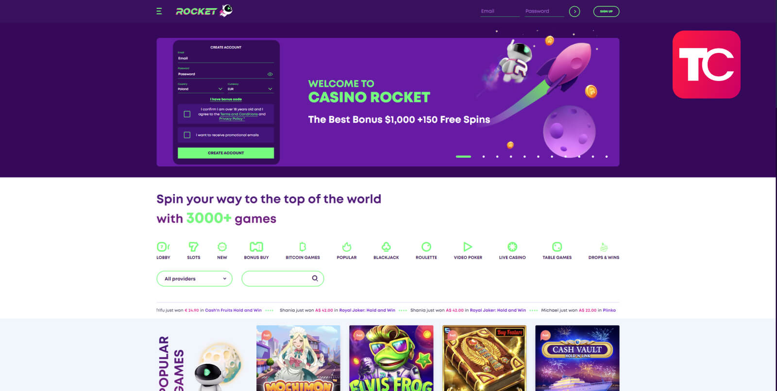 casino rocket review topcasinos